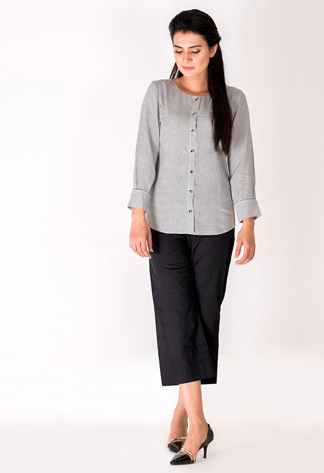 Georgette Blouse With Cuffed Sleeves